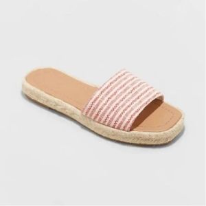 Women's Maren Square Toe Espadrille Slide Sandals NWT Red Size 8 Sale